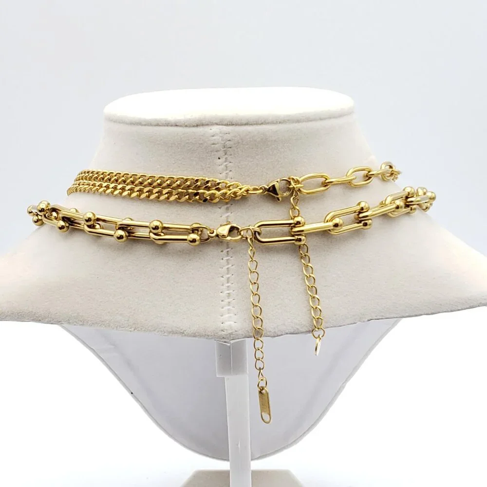 Double Chain Necklace with Authentic Louis Vuitton Padlock Pendant & Fresh Pearl
